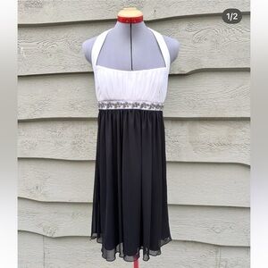 City Triangles Black & White Halter Mini Dress